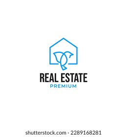 Vector bird logo with home design concept illustration idea