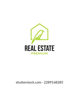 Vector bird logo with home design concept illustration idea