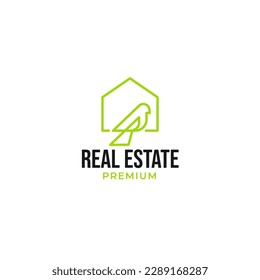 Vector bird logo with home design concept illustration idea