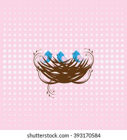 vector bird nest with swirls