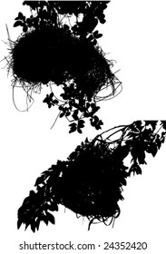 vector bird nests silhouettes