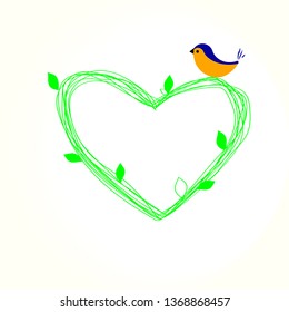 vector bird on heart