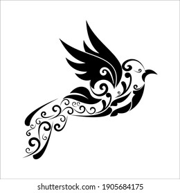 Vector bird ornament design, creative logo illustration