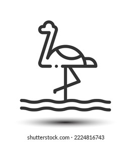 Vector bird outline icon on the empty white background, nature and animal concept, 64x64 pixel perfect for website UI media, mobile application, poster design