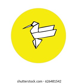 Vector, bird of paper in yellow circle