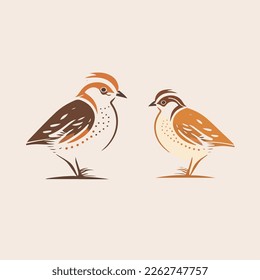 Vector bird quails poultry  lines abstract modern logo design vector icon flat illustration