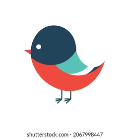 vector bird with red belly. flat image of bullfinch
