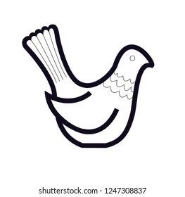 Vector bird. Scandinavian vector bird. Black white dove.