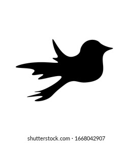 Silueta de pájaro vectorial sobre fondo blanco. Pasos 10