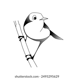 Vector pájaro simple blanco y negro