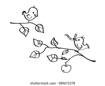 vector bird sketches for kids