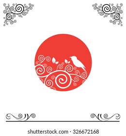 vector bird in sun art vintage design 