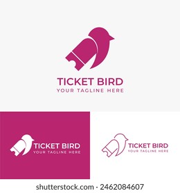 Vector bird ticket logo, combination ticket symbol with bird icon, for ticket sales logo