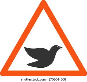 Vector bird warning flat icon. Vector pictogram style is a flat symbol bird warning icon on a white background.