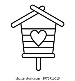 Vector Birdhouse Outline Icon Design
