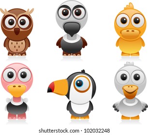 vector birds cartoon set 2