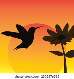 vector of birds in flight with a beautiful sky background. sparrows