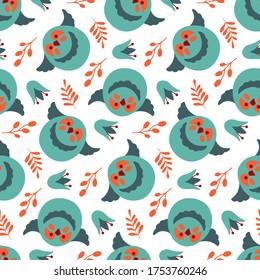 Pájaros vectoriales y estampado floral sin soldadura sobre fondo blanco perfecto para envolver tela de papel tapizado y más 