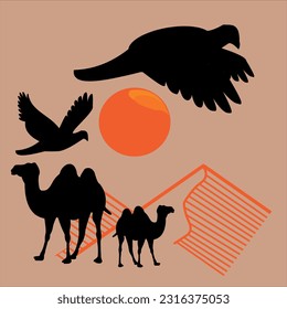 Vector Birds Flying  Camel Graphic  Art
