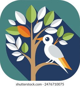  vector of birds on tree branches