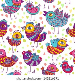 Vector birds seamless pattern