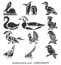 vector birds silhouette collection set