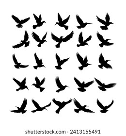 vector birds silhouettes collection white background