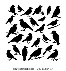 vector birds silhouettes collection white background