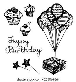 Vector birthday attributes, set of sketches