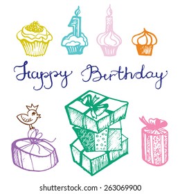 Vector birthday attributes, set of sketches