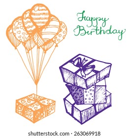 Vector birthday attributes, set of sketches