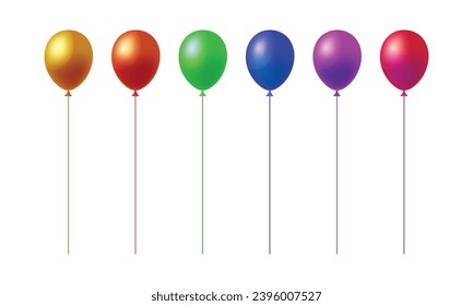 Los globos vectoriales de cumpleaños establecen globos de colores de diseño vectorial aislados en para celebraciones de cumpleaños.