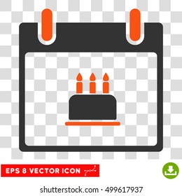 Vector Birthday Cake Calendar Day EPS vector pictogram. Illustration style is flat iconic bicolor orange and gray symbol on a transparent background.