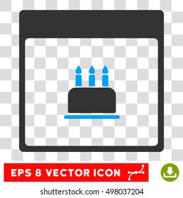 Vector Birthday Cake Calendar Page EPS vector pictograph. Illustration style is flat iconic bicolor blue and gray symbol on a transparent background.