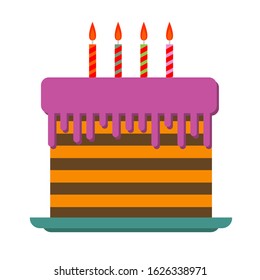 Vector Birthday Cake with Candle