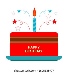 Vector Birthday Cake with Candle