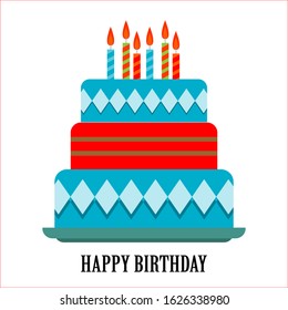 Vector Birthday Cake with Candle