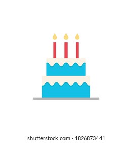 vector birthday cake with candles flat icon illustration