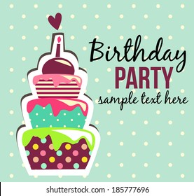 Vector birthday cake card