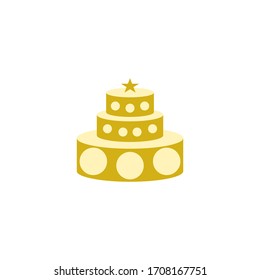 Vector birthday cake. Birthday cake celebration icon. Birthday cake food icon.