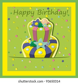 Vector birthday cake . Greeting Card.