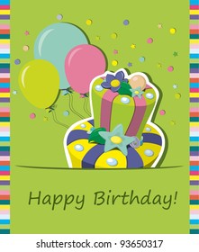 Vector birthday cake . Greeting Card.