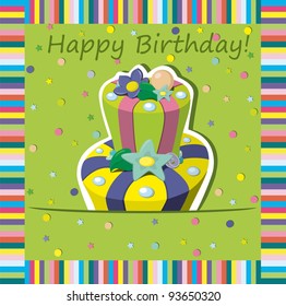 Vector birthday cake . Greeting Card.