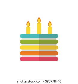 Vector birthday cake icon. Birthday cake with candles. Birthday cake isolated design template.