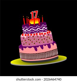 vector birthday cake illustration design