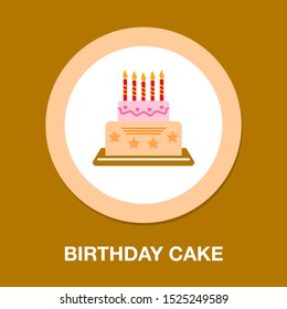 vector birthday cake illustration, dessert icon - holiday celebration, bakery symbol