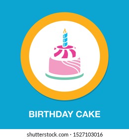 vector birthday cake illustration isolated - celebration icon, sweet dessert with candle