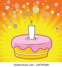 Pastel de cumpleaños vectorial. En capas y fácil de editar.