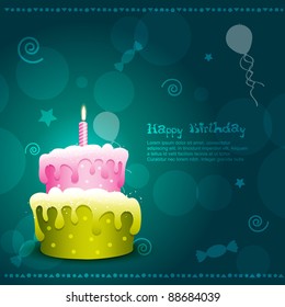 vector birthday cake on artistic background