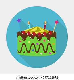 Vector of birthday cake sign icon on blue background